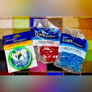 Clear Strong Strings, Red and Blue Beads